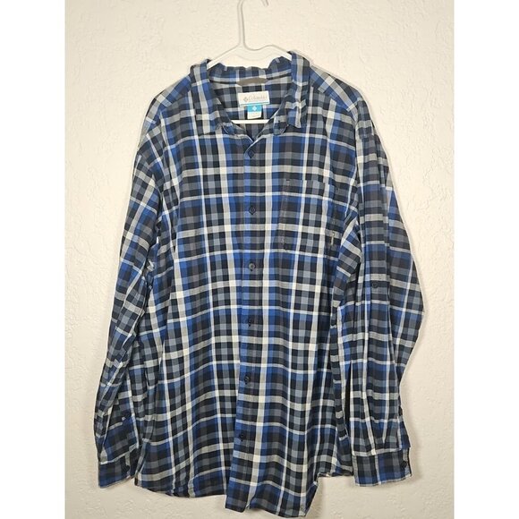 Columbia Mens Sz XXL Button Up Shirt Blue Plaid Long Sleeve Long Sleeves - Picture 1 of 4